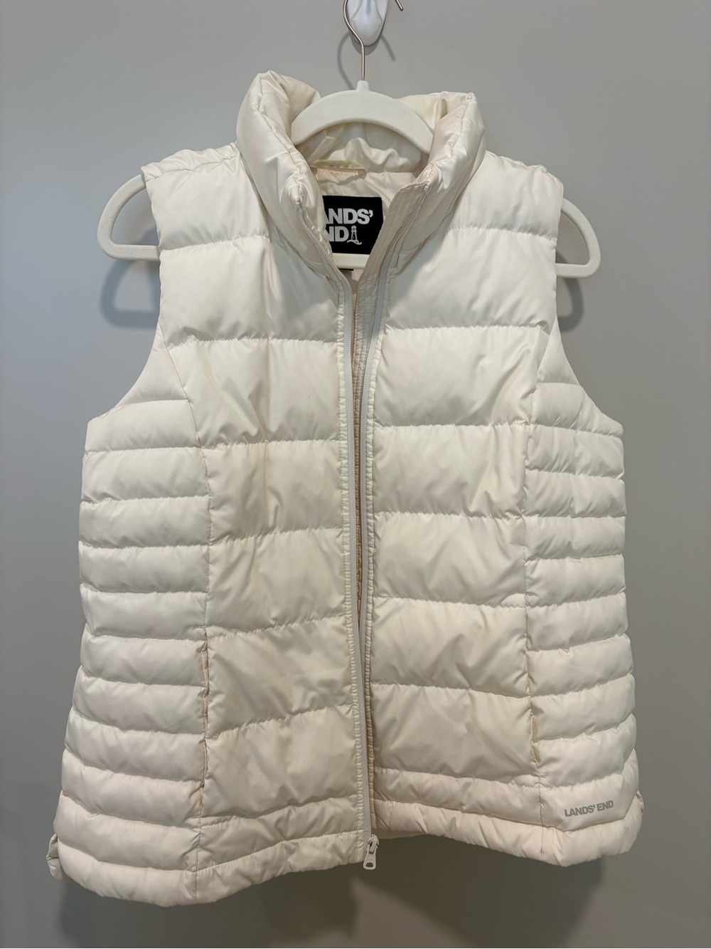 Lands' End Women's Off-White Quilted Packable Puffer Vest